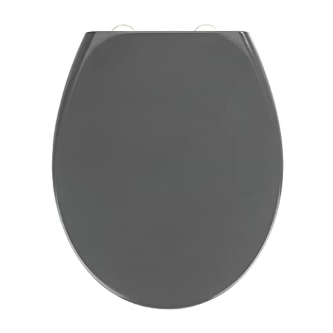 WENKO WC-Sitz Samos Grau, hygienischer Toilettensitz mit Absenkautomatik, mit Fix-Clip Hygiene-Befestigung, aus antibakteriellem Duroplast