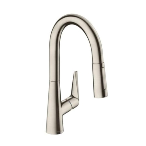 hansgrohe Talis S Einhebel-Küchenarmatur, Komfort-Höhe 160 mm, mit Ausziehbrause, Edelstahl Finish
