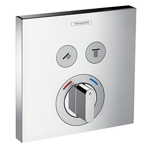 hansgrohe ShowerSelect - Duscharmatur Unterputz für 2 Verbraucher, Mischbatterie Dusche eckig, Einhebelmischer für iBox universal, Chrom, 15768000