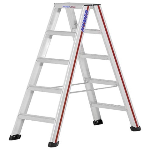 HYMER Stufenstehleiter, 2x5 Stufen, 602410, 1500x650x200