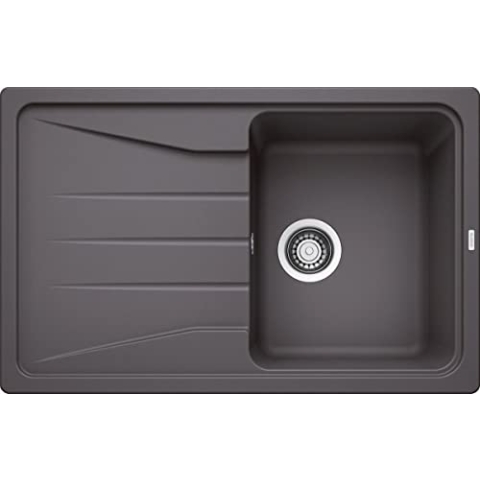 BLANCO SONA 45 S | Granitspüle aus SILGRANIT felsgrau | Einbauart: Einbau von Oben | reversibel | für 45 cm breite Unterschränke | Großes Becken | Reinigungsfreundliche Öberfläche