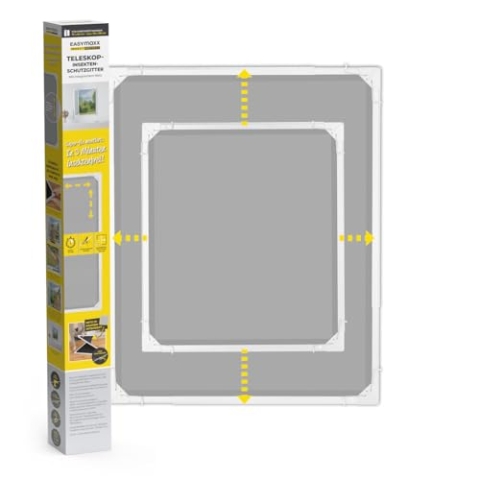 EASYmaxx Insect Protect | Teleskop-Insektenschutzgitter | Fliegengitter Fenster | mit vormontierten Rahmen | ausziehbarer Insektenschutz | integriertes Moskitonetz | weiß