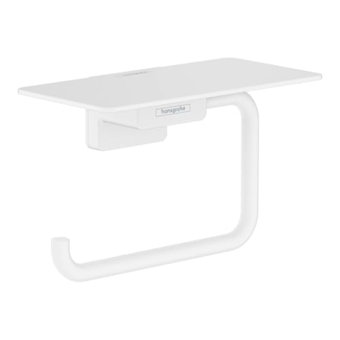 hansgrohe AddStoris - Toilettenpapierhalter mit Ablage, Klopapierhalter für Wandmontage, Klorollenhalter, verdeckte Befestigung, Badezimmer Zubehör, Mattweiß, 41772700