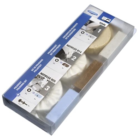 Osborn Professionelles Polierset für Bohrmaschine, 10-teilig Durchmesser 100 mm, 2x Sisal/Tuch-Ringe, 2x Ringe hartes/weiches Vlies, 3 Pasten, Schaft 6 mm, 8603600010