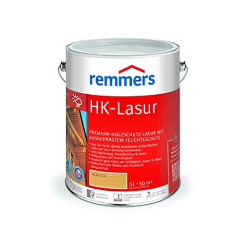 Remmers HK-Lasur 3in1 hemlock, 5 Liter, Holzlasur aussen, 3n1: Imprägnierung, Grundierung & Lasur, Holzschutz vor Feuchtigkeit & UV-Strahlung