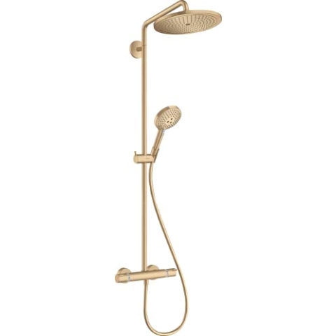 hansgrohe wassersparendes Duschsystem Croma Select S 280 Regendusche (Kopfbrause, Duschkopf, Duschstange, Thermostat, Schlauch, 3 Strahlarten) Brushed Bronze