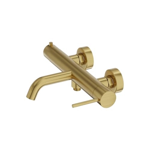 Lavita Orion Badewannenarmatur in gebürstetem Gold Wannen- und Brausebatterie Wasserhahn Bad Luxuriöses Design Armatur