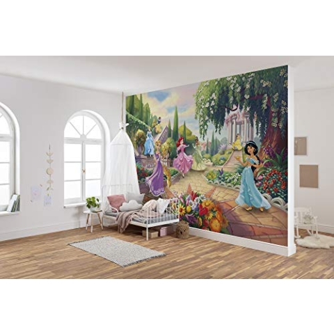 Komar Disney Fototapete | Princess Park | Größe: 368 x 254 cm (Breite x Höhe) | Mädchen, Prinzessin, Tapete, Kinder, Wand, Kinderzimmer, Dekoration | 8-4109