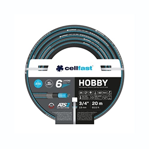 Cellfast HOBBY Gartenschlauch, Robust, Flexibel, 6-lagig, Kreuzgeflecht ATS2, UV und Algenbeständig, Schwermetallfrei, 32 Bar, -20/+60° 3/4", 20m
