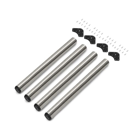 Emuca - Regulierbare Tischbeine Ø60x710mm, 4er Set aus Stahl, regulierbare Höhe 710-730mm, Nickel satiniert