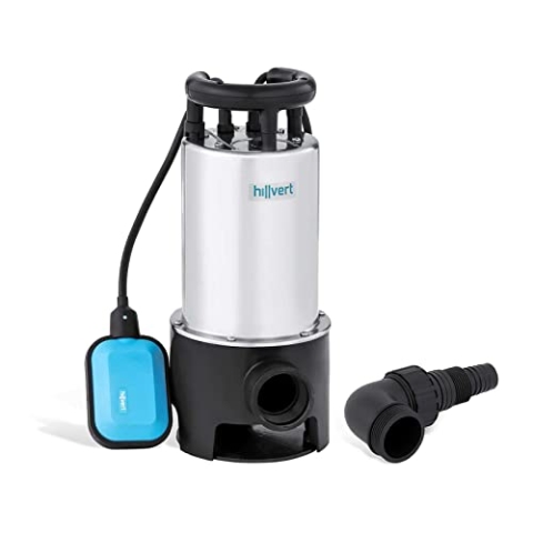 Hillvert Schmutzwasser-Tauchpumpe elektrisch HT-ROBSON-SP1100DWE (1.100 W, Fördermenge max.: 16.000 l/h, Schwimmerschalter, Partikelgröße max.: 35 mm)