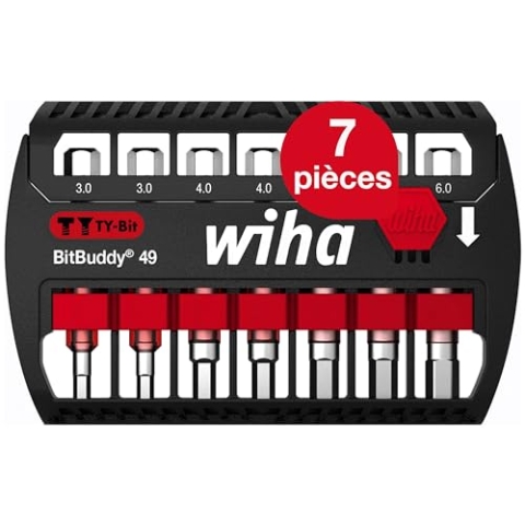 Wiha Bit Set BitBuddy 8-tlg. I TY-Bit 49 mm Sechskant 1/4" E6,3 I Zubehör für Schraubanwendungen I Impact- und Schlagschraubergeeignet (42114)
