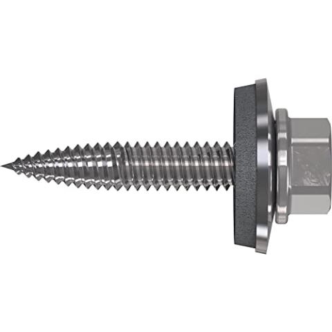 Refabo Dünnblechschrauben RP-T2 Plus Blechschrauben 6,0x25 mit Sechskantkopf und E16 Dichtung, Bi-Metall A2, Stahl verzinkt- 100 Stück