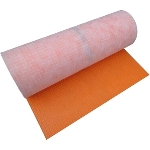 Entkopplungsmatte aus Polyethylen-Kunststoff mit elektrischer Membran, wasserdicht und permanent, für Boden, 30 m, Orange (1 m x 30 m = 30 m²)
