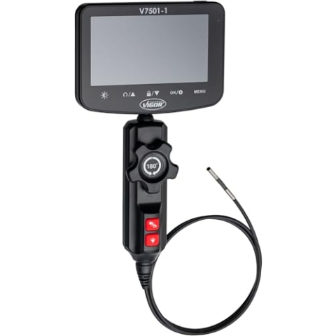 ViGOR Video-Endoskop V7501-39, Fehlerdokumentation mit 3,9 mm Sonde, 1000 mm Länge, IP67 Schutzart, 1280x720 Pixel Kamera, 6 dimmbare LED, 5 Zoll Display, USB-Ladekabel inkl.
