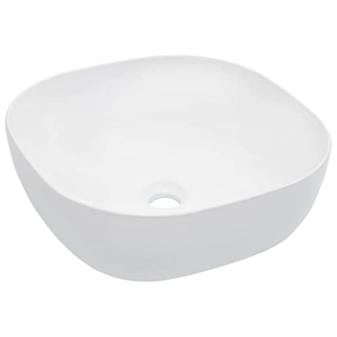 vidaXL Waschbecken Waschschale Waschtisch Aufsatzwaschbecken Waschplatz Handwaschbecken Aufsatzbecken Badezimmer 42,5x42,5x14,5cm Keramik Weiß