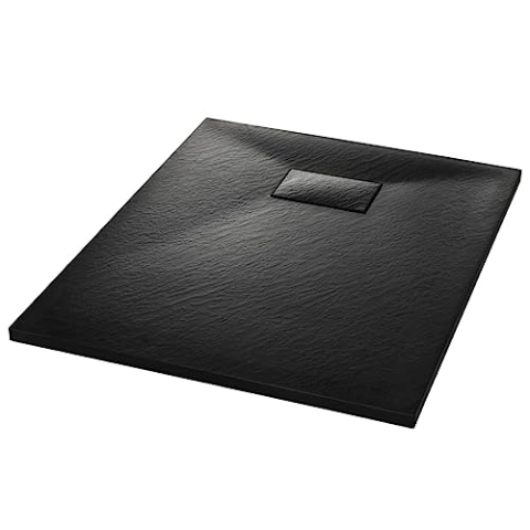 vidaXL Duschwanne Duschtasse Brausewanne Brausetasse Duschbecken Dusche Wanne Bad Badezimmer SMC Schwarz 90x70cm Niedrige Schwelle 9cm Ablauföffnung