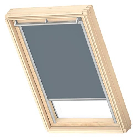 VELUX Original Dachfenster Verdunkelungsrollo, mit Grauer Führungsschiene, Blaugrau, für M04