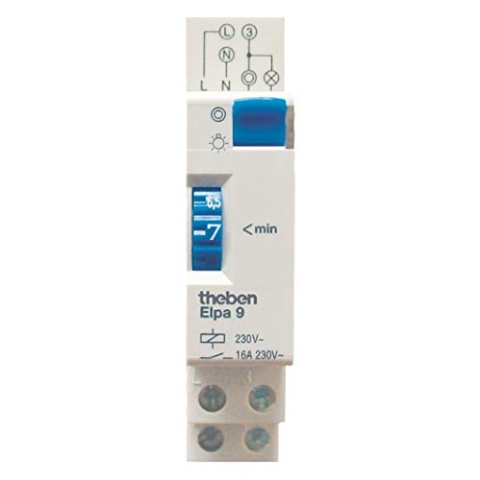 Theben 0090001 ELPA 9 - Treppenlicht-Zeitschalter, elektromechanisch, TLZ, ohne Stand-by-Verbrauch, 3-Leiter, Nachrüstung, Sanierung, Austausch, 300 W LED
