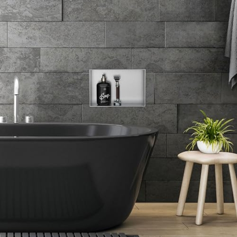 LuxeBath Wandnische aus Edelstahl, 20x30x10 cm, Silber, Duschnische, Randlos, Einbauregal, Flexibler Einbau, Befliesbare Nische für Badutensilien, Duschablage, Einzelregal, Lagerung für Badezimmer