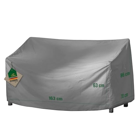 Mehr Garten Gartenbank Abdeckung 3 Sitzer, 163x70x63/86 cm, grau, Oxford 600D Gewebe, Schutzhülle Gartenbank, wasserdicht, UV-beständig und wetterfest