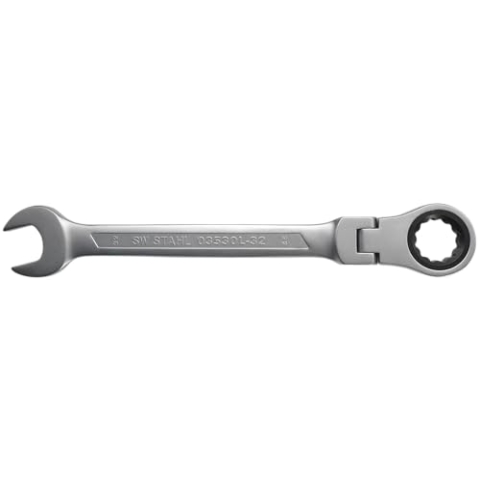 SW-Stahl 03530L-32 Gabelringratschenschlüssel 32 mm I Ringschlüssel mit Gelenk I 72 Zähne I Maulschlüssel mit Ringratsche I Ringratschenmaulschlüssel SW 32
