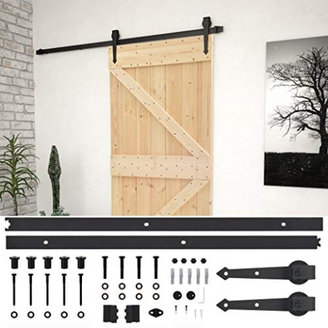 vidaXL Kiefernholz Massiv Schiebetür mit Beschlag Schiebetürsystem Holztür Schiebetürbeschlag Tür Holzschiebetür Laufschiene 90x210cm