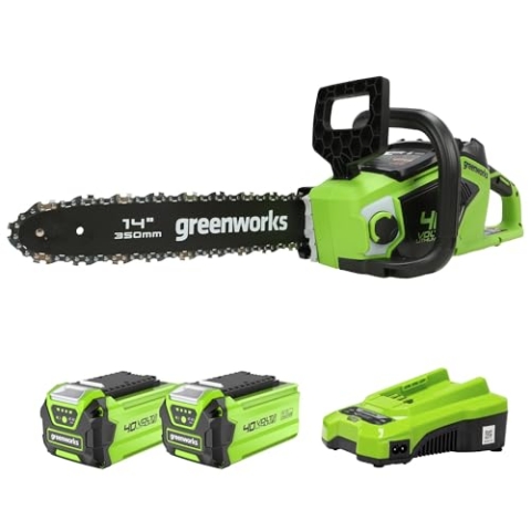 Greenworks Akku Kettensäge mit bürstenlosem Motor, 14 Zoll (35cm) Blattlänge, 12 m/s Kettengeschwindigkeit, 3,5 kg, automatischer Kettenschmierung, Rückschlagschutz