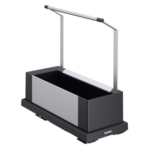 BLANCO Storage Caddy 20 | Kunststoff, Aluminium schwarzgrau | Komfortabler Zugriff dank des Griffs und der voll ausziehbaren Schiebefunktion