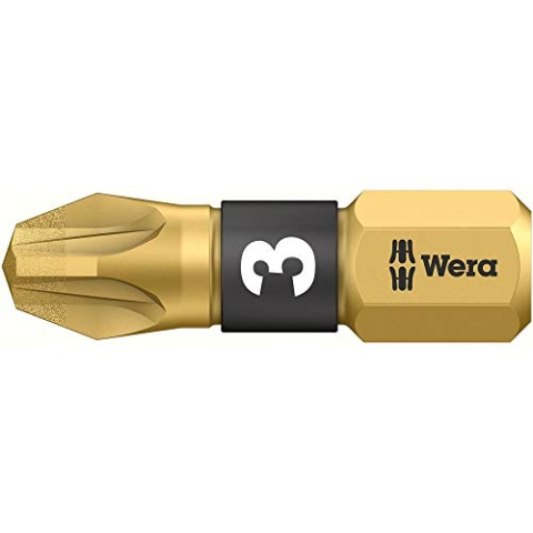 Wera - 855 / 1 BDC Pozidriv BiTorsion PZ3 Bit Diamond Coated Tip 25 mm Pack 10 - WER056704