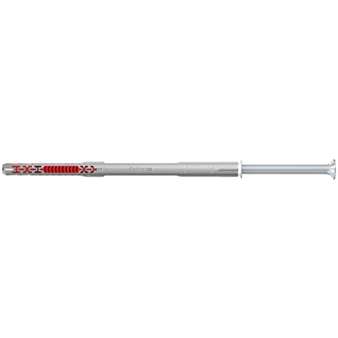 fischer DuoXpand 10 x 180 T, hochwertiger Universaldübel mit verzinkter Senkkopfschraube (50 Stk.), Dübel für starken Halt, ideal für poröse Baustoffe & randnahe Verankerungen im Innenbereich