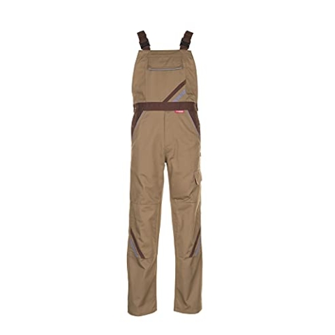 Planam 2334098 Highline Latzhose, Khaki/Braun/Zink, Größe 98