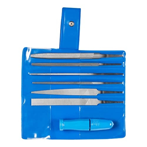 PFERD Schlüsselfeilen-Set 265 A in Kunststofftasche, 6 Feilen, 100mm, 1 Schnellspannheft, 11702100 – für eine große Bandbreite von filigranen und leichten Feilaufgaben geeignet