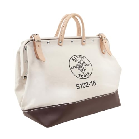 Klein Tools robuste Werkzeugtasche 5102-16, Mehrzwecktasche mit breiter Klappöffnung und Ledergriffen, 40,6 cm