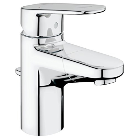 GROHE Europlus, Waschtischarmatur, wassersparend (herausziehbarer Wasserhahn für das Bad, mit Zugstangen-Ablauf, 16cm hoch, einfache Installation am Waschbecken), chrom, 33155002