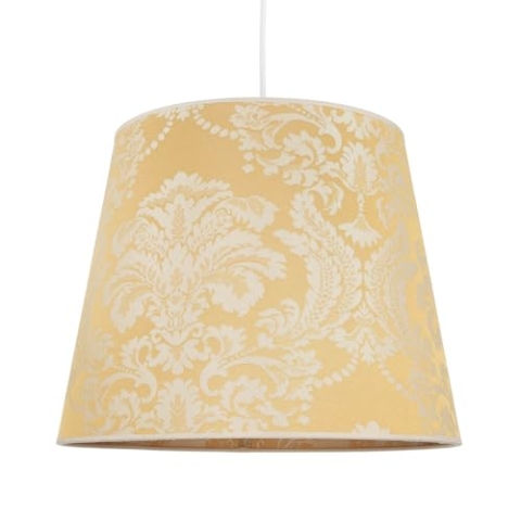 Konischer Stoff Lampenschirm Gold Barock Design Hängelampe E27 Textil Schirm Pendelleuchte