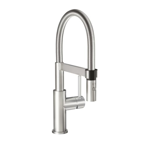Villeroy & Boch Steel Expert Compact Küchenarmatur, Hochdruck, Wasserhahn Küche mit Umschaltfunktion und schwenkbarem Auslauf, Spültischarmatur wassersparend, Auslauf Höhe 143mm, Edelstahl massiv
