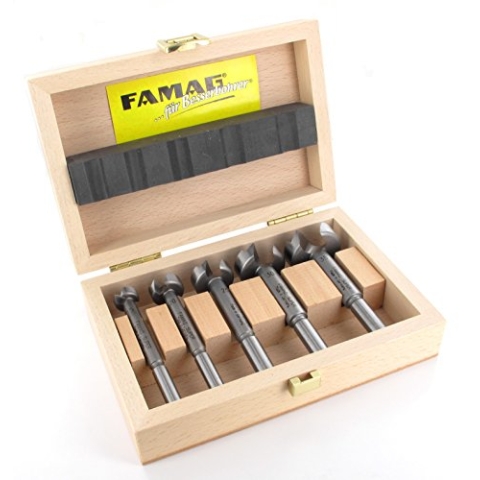 5-teiliger FAMAG SUPER-Forstnerbohrersatz Classic WS mit D=15,20,25,30,35mm im Holzkasten
