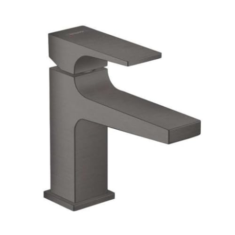 hansgrohe Wasserhahn Metropol, wassersparende Armatur mit langem Auslauf 127mm und Höhe 100mm mit Push-Open Ablaufgarnitur, Brushed Black Chrome