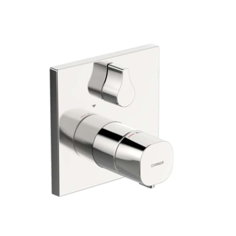 Hansa 81139562 Fertig-Montageset / Brause-Thermostat-Batterie HANSALIVING | Rückflussverhinderer, Schalldämpfer, Temperaturwählgriff mit Sicherheitssperre bei 38 °C, schrom