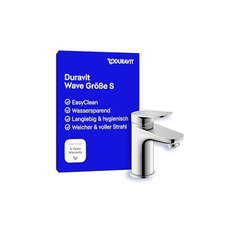 Duravit Wave Waschtischarmatur, Größe S (Auslauf Höhe 77 mm), Wasserhahn Bad, Armatur Waschbecken, Chrom