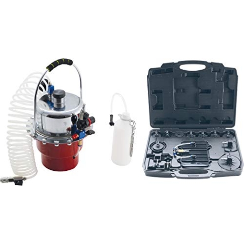 BGS Diy 9783 | Druckluft-Bremsenentlüfter- und Adapter-Satz | 17-tlg. | Entlüftungsgerät | Bremsflüssigkeit | 5,5L