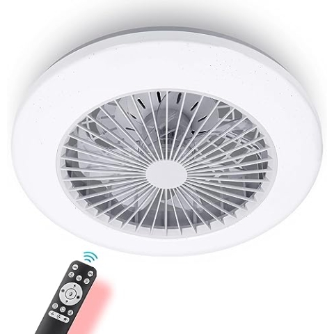 Aigostar Deckenventilator mit Beleuchtung mit Fernbedienung Leiser, Φ49*14cm, DC-Motor, 40W, Timer, Helligk. & Farbtemp. regelbar, Geeignet für Küche, Schlafzimmer und Wohnzimmer