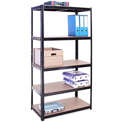 G-Rack 180 cm x 90 cm x 40 cm, 5 Etagen, 175 kg pro Regal, gesamte Tragbarkeit 875 kg, 0014, Schwarz