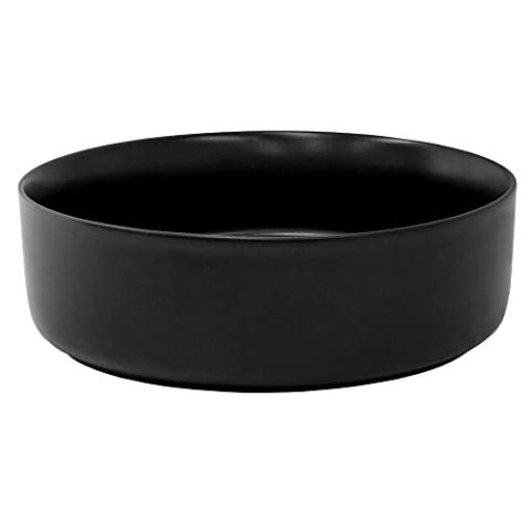 ML-Design Waschbecken aus Keramik in Schwarz matt Ø 360 x 120 mm, Runde Aufsatzwaschbecken, Moderne Waschtisch, Waschschale mit Abflussloch, Waschplatz Handwaschbecken, für Badezimmer/Gäste-WC