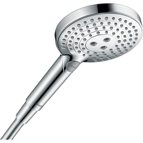 hansgrohe Raindance Select S - wassersparender Duschkopf 8 l/min (EcoSmart), Handbrause mit 3 Strahlarten (inkl. PowderRain), Duschbrause (120 mm), Sparduschkopf mit Antikalk-Funktion, Chrom, 26515000