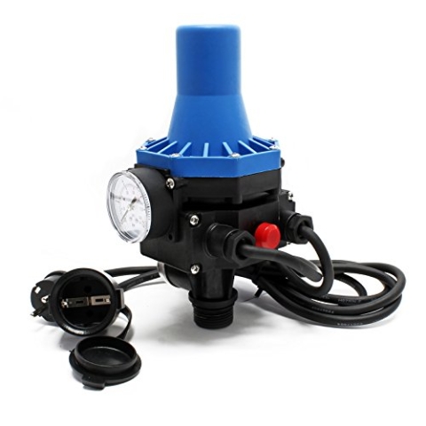 Wiltec Druckschalter mit Kabel SKD-3 230V bis 10 bar, Druckwächter mit Trockenlaufschutz für Hauswasserwerke und Pumpen, zuverlässige Pumpensteuerung