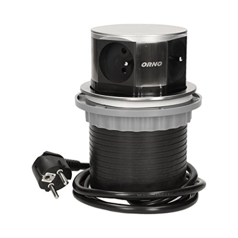 ORNO AE-1380 Tischsteckdose Versenkbare 4-Fach, 1,5 m langes Kabel, 3680W French Standard, 230 V