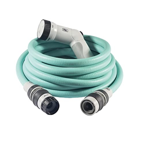 FITT IKON 25 m - Gartenschlauch, ausziehbar, kompakt, leicht und sofort einsatzbereit, mit Multifunktions-Pistole, Aquamarine