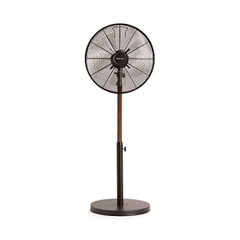 CREATE | AIR STAND WOOD/Standventilator mit Oszillation/schwarz und dunkle Holz/Retro-Stil, 3 Geschwindigkeiten / 50W